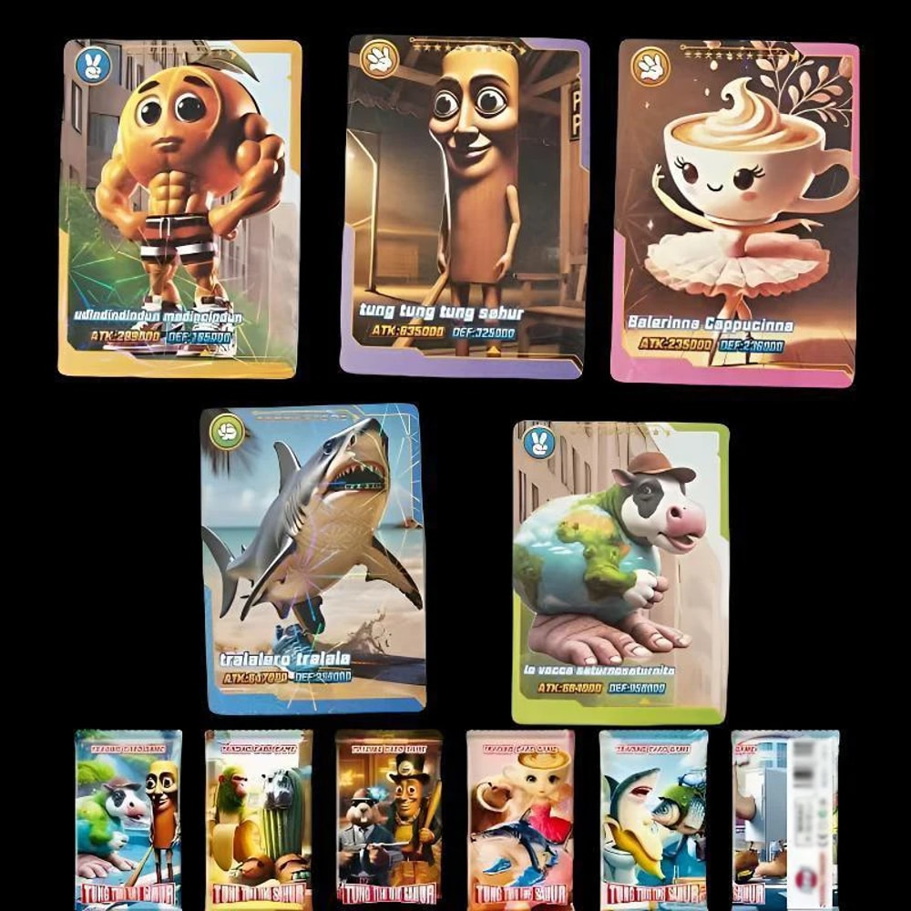 Italian Collection Cards Brainrot Tralala Childrens Trading Card Game Toy Gift 2