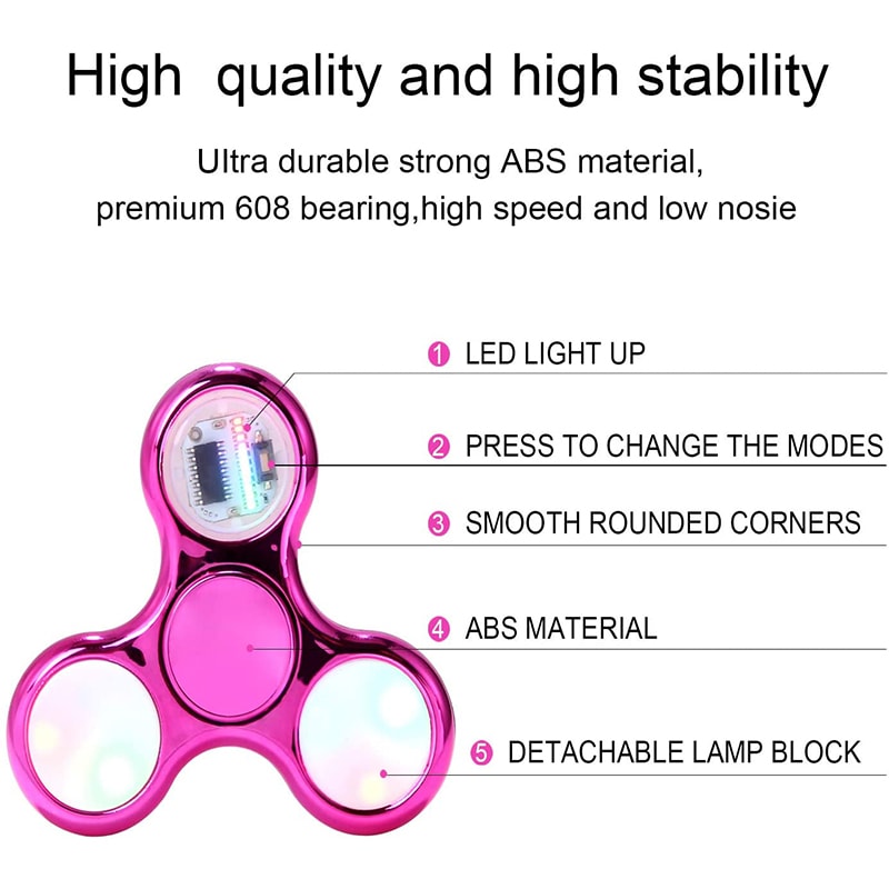Creative LED Light Fidget Spinner Glow In The Dark Stress Relief Toy For Adults Kids 3