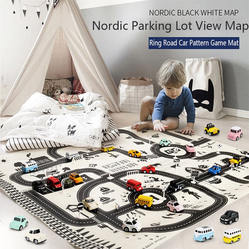 City Road Map Play Mat For Kids Parking Lot Traffic Signs Educational Toy Mat 1