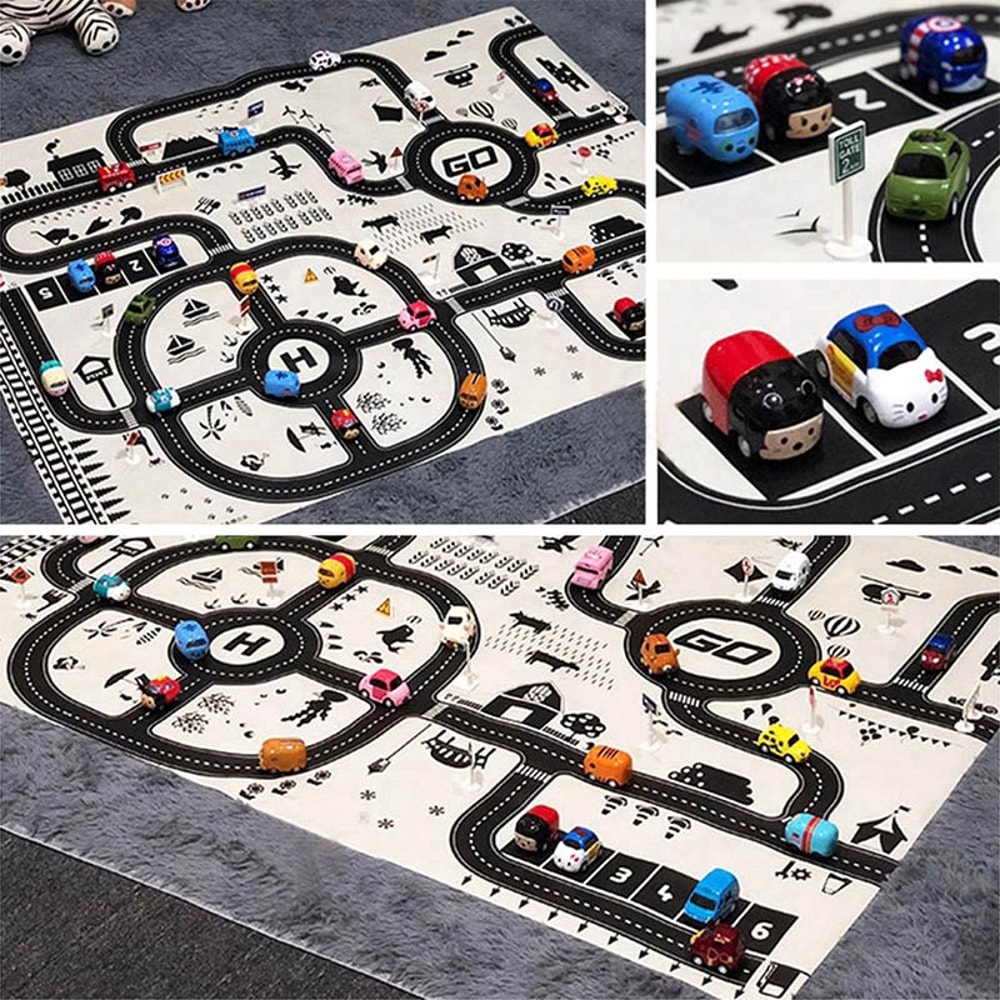 City Road Map Play Mat For Kids Parking Lot Traffic Signs Educational Toy Mat 3