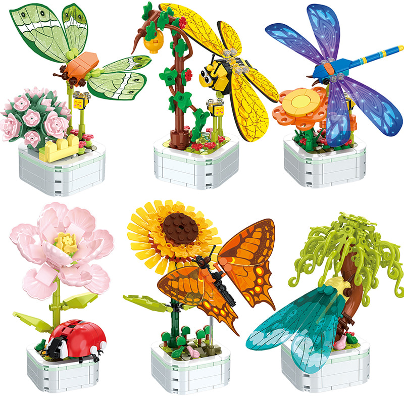 DIY Mini Butterfly Insect Potted Plant Bonsai Flower Block Decoration Building Block Figure Toy Fo 3
