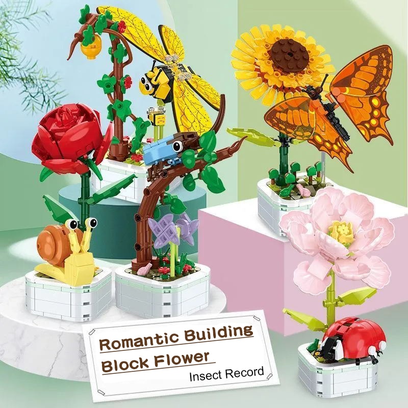 DIY Mini Butterfly Insect Potted Plant Bonsai Flower Block Decoration Building Block Figure Toy Fo 4