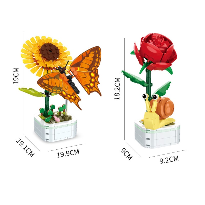 DIY Mini Butterfly Insect Potted Plant Bonsai Flower Block Decoration Building Block Figure Toy Fo 5