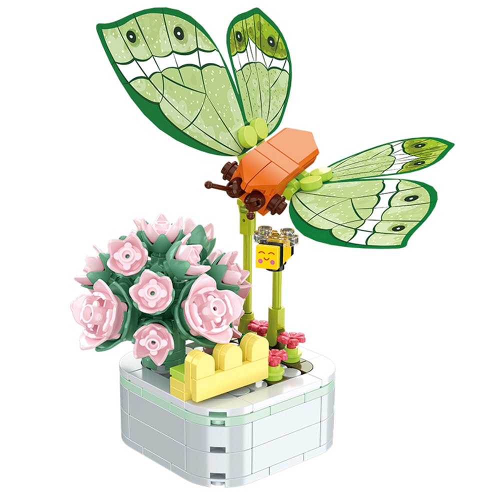 DIY Mini Butterfly Insect Potted Plant Bonsai Flower Block Decoration Building Block Figure Toy Fo 2