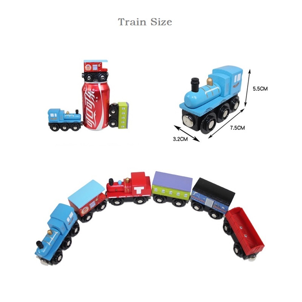 Wooden Magnetic Train Toy Set For Kids Locomotive Railway Track Vehicles Perfect Birthday Gift 5