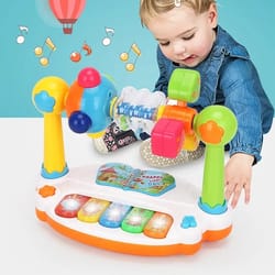 rotating baby piano toy with light & sound – musical early education keyboard for toddlers
