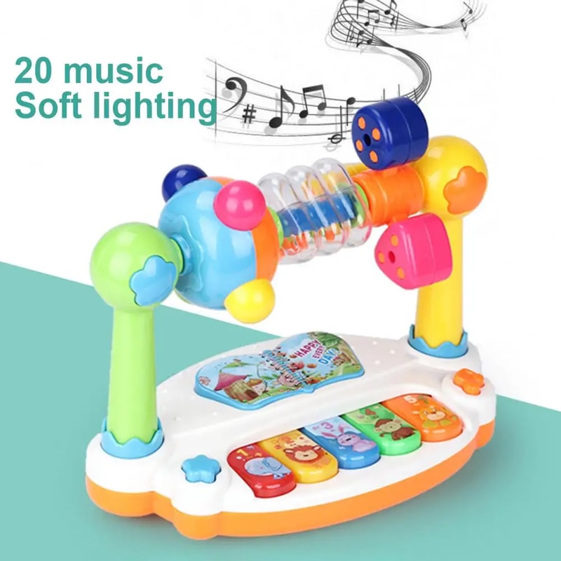 Rotating Baby Piano Toy with Light & Sound – Musical Early Education Keyboard for Toddlers