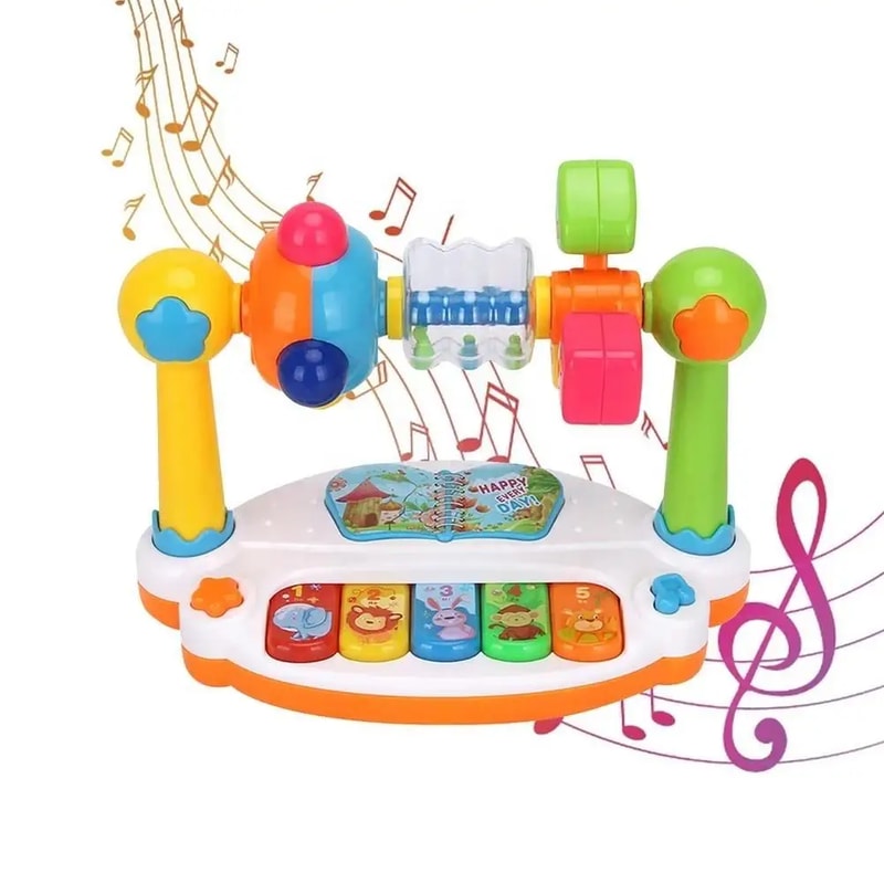 Rotating Baby Piano Toy with Light & Sound – Musical Early Education Keyboard for Toddlers