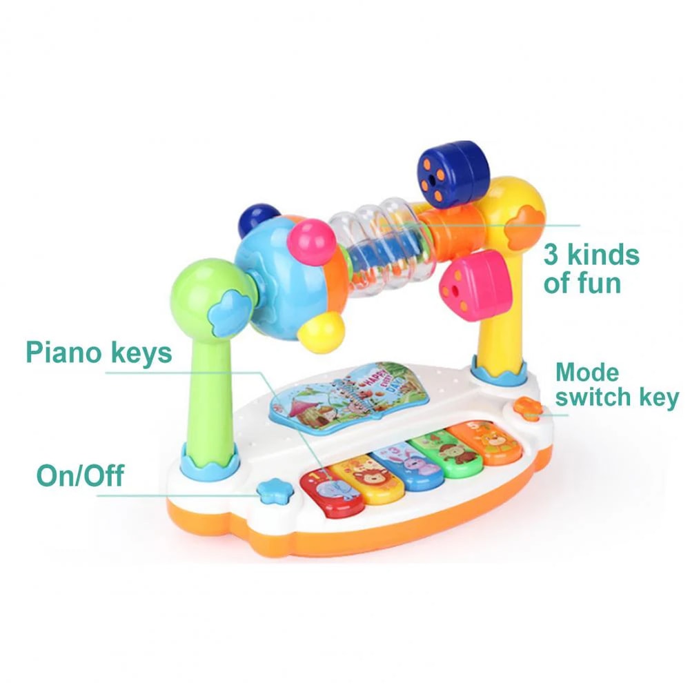 Rotating Baby Piano Toy with Light & Sound – Musical Early Education Keyboard for Toddlers