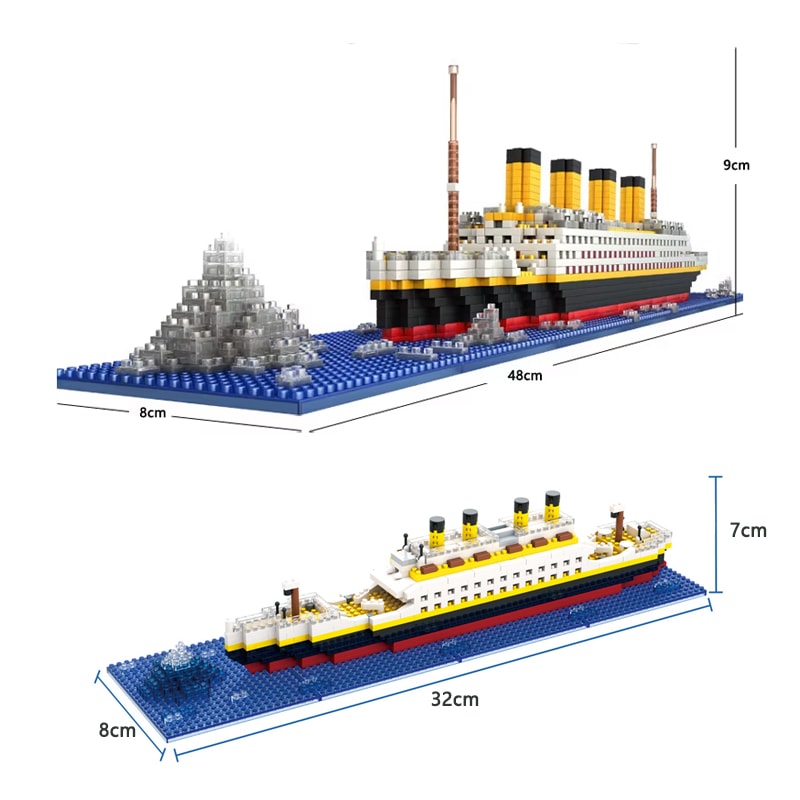 Titanic Ship Model Building Blocks For Kids DIY Plastic Assembly Toy With Lamp Educational Titani 4