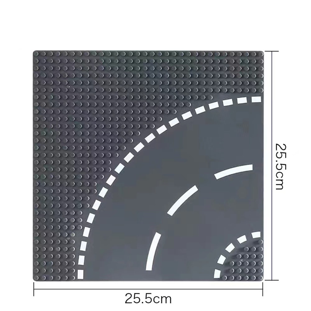 Building Blocks City Road Baseplate Set Straight Crossroad Curve TJunction Pieces For Kids 3