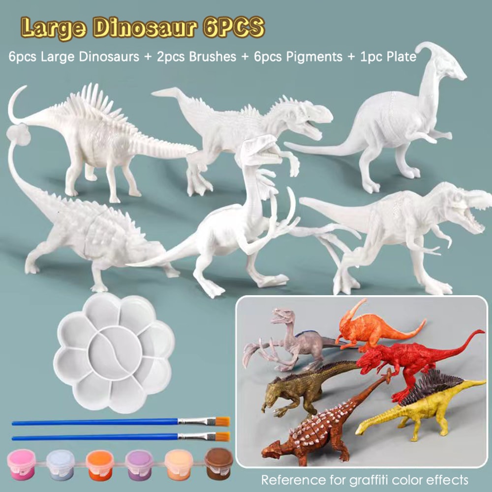 DIY Dinosaur Painting Kit Colorful Graffiti Educational Model For Children 7