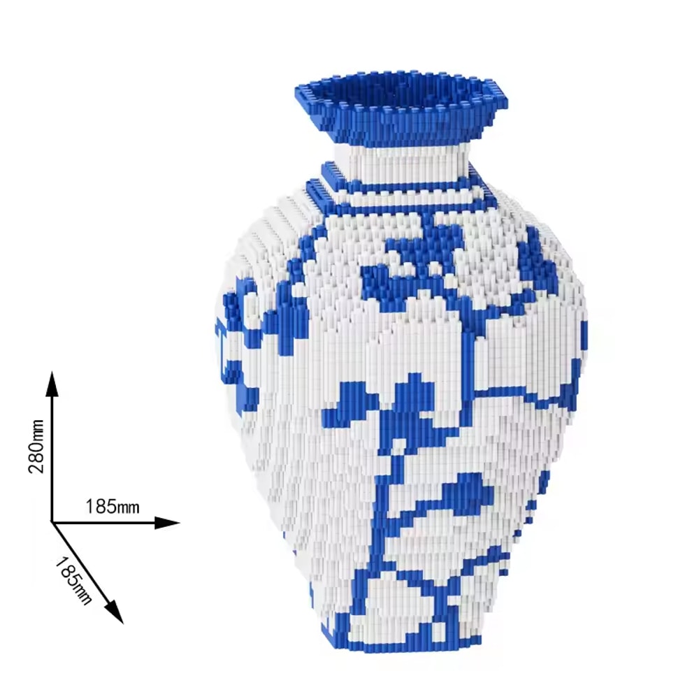DIY Blue And White Porcelain Vase Puzzle Building Blocks Educational Gift For Children 4