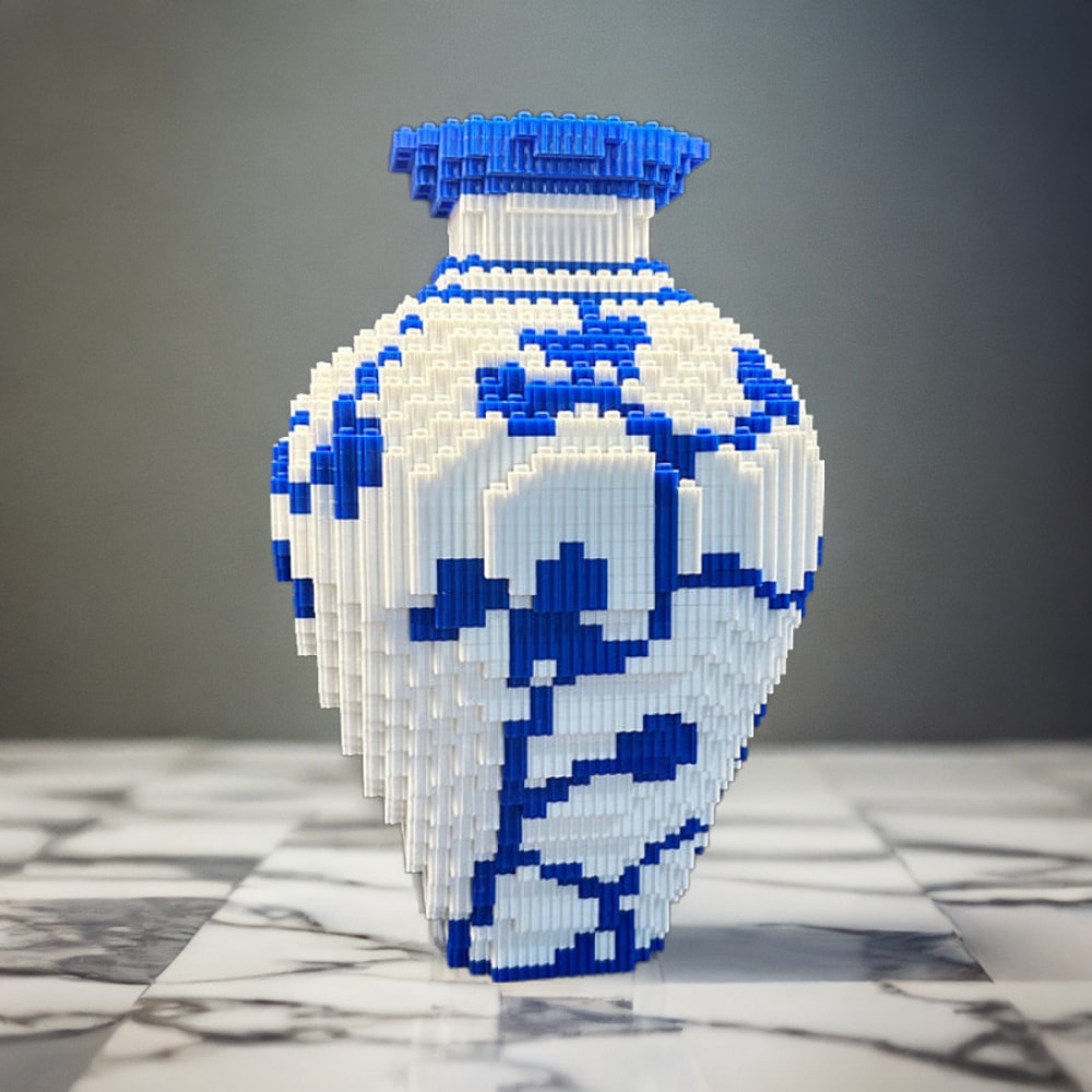 DIY Blue And White Porcelain Vase Puzzle Building Blocks Educational Gift For Children 2