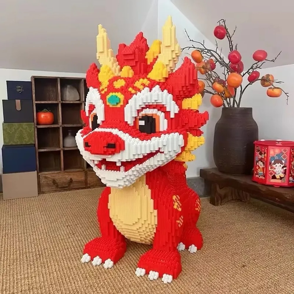Mini Cartoon Dragon Building Blocks With Light DIY Kids Toy For Christmas Birthday Gifts 1