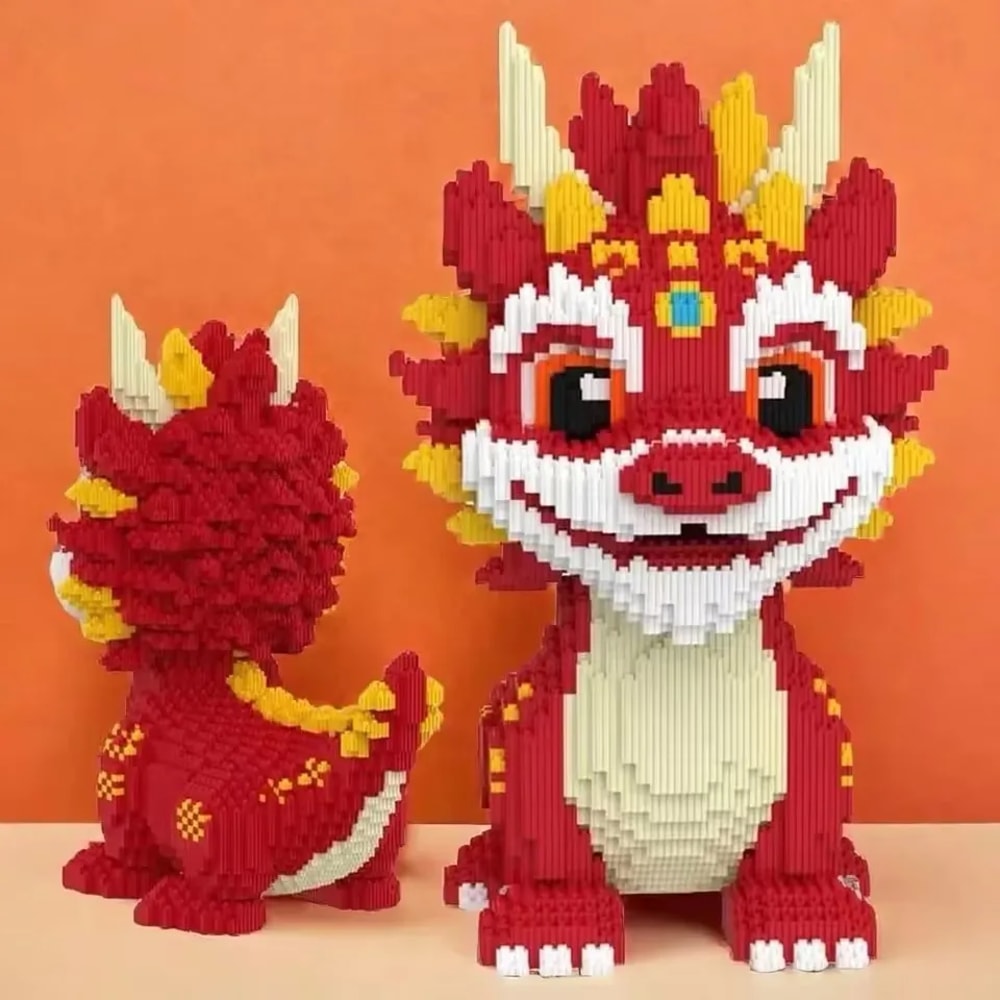 Mini Cartoon Dragon Building Blocks With Light DIY Kids Toy For Christmas Birthday Gifts 2