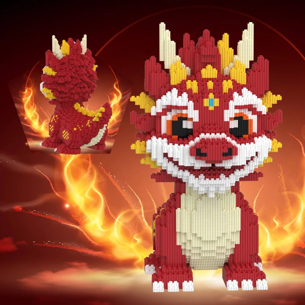 Mini Cartoon Dragon Building Blocks With Light DIY Kids Toy For Christmas Birthday Gifts 4