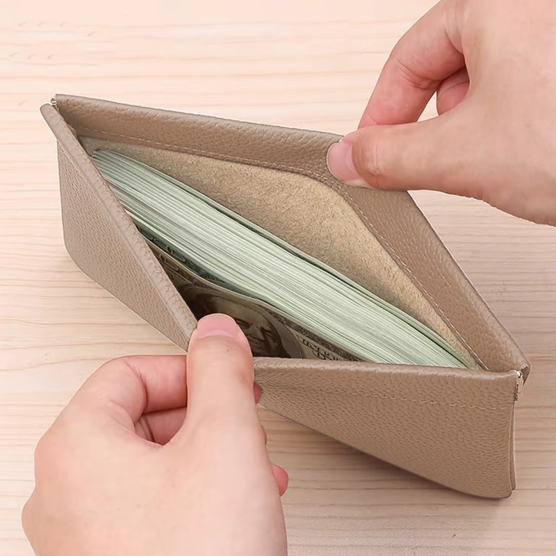 SelfClosing Artificial Leather Wallet Passport Holder MultiPurpose ID Cable Cash And Drivers Lice 0