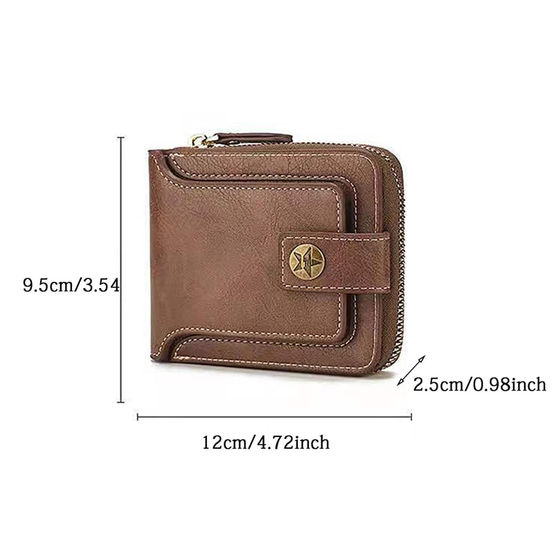 Vintage Mens Wallet PU Leather Short Purse Durable Zipper Clutch For Men 3