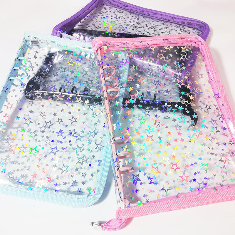 Laser Star Zipper Binder Collect Book Transparent Kpop Idol Photo Album DIY Journal Stationery Org 1