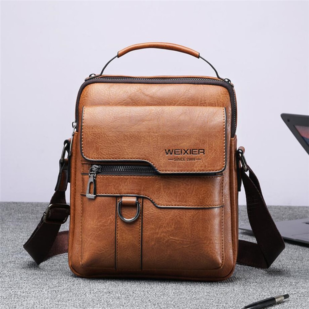 Mens Leather Crossbody Sling Bag Durable HighQuality Travel Pack For Men 1