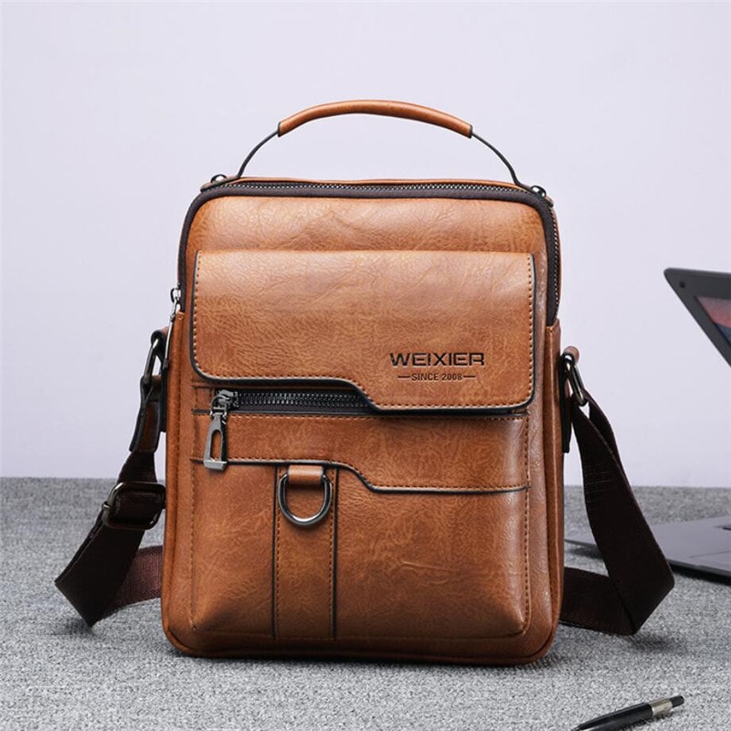 Mens Leather Crossbody Sling Bag Durable HighQuality Travel Pack For Men 1