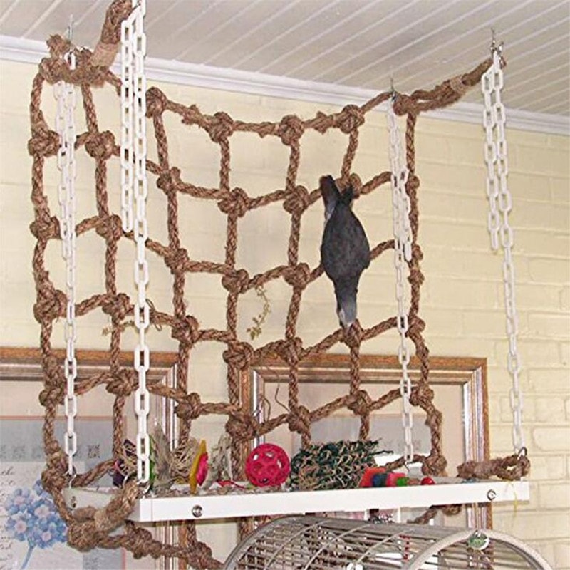 Parrot Climbing Net Bird Toy With Hook EcoFriendly Rope Hammock For Birds To Swing Climb And Chew 1