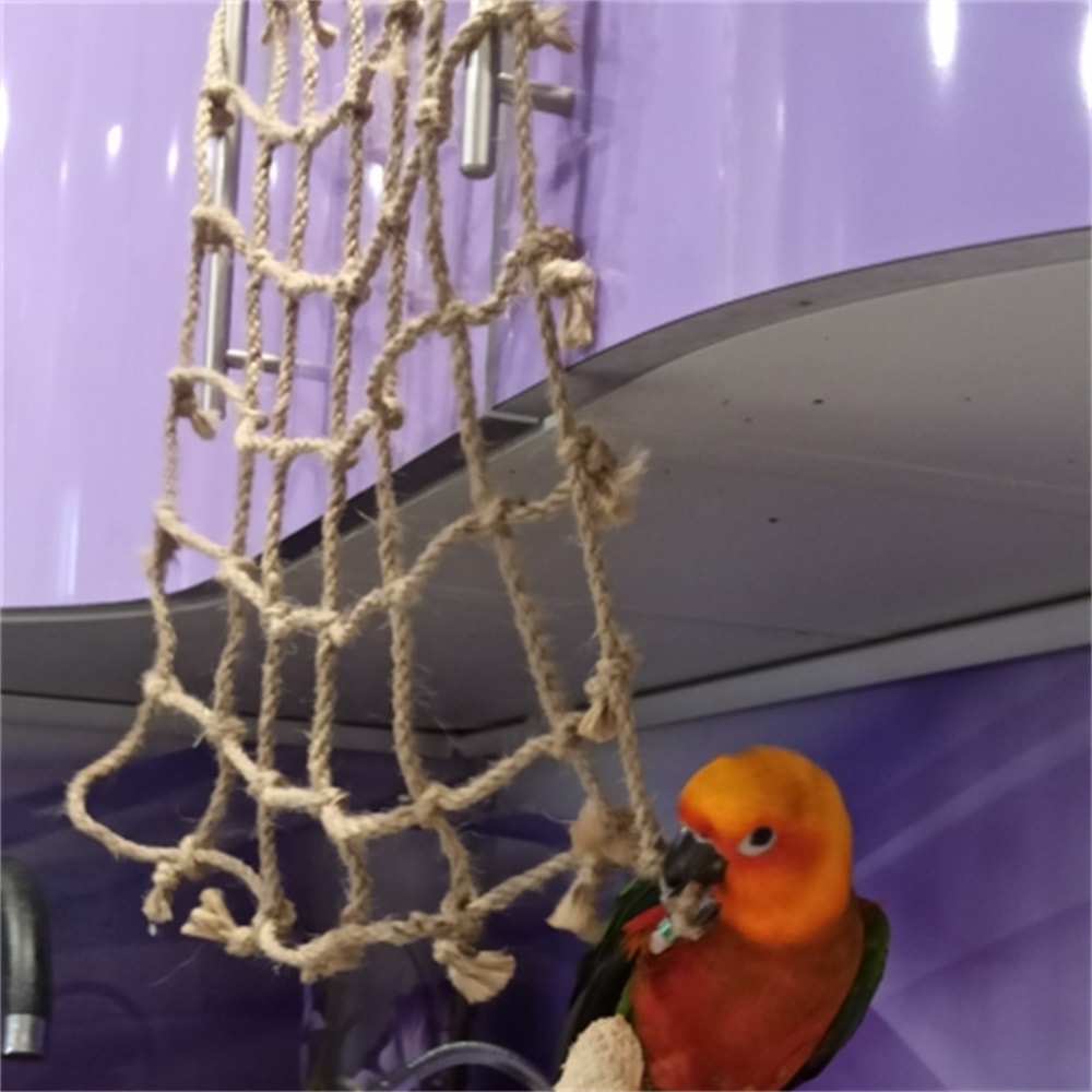 Parrot Climbing Net Bird Toy With Hook EcoFriendly Rope Hammock For Birds To Swing Climb And Chew 4