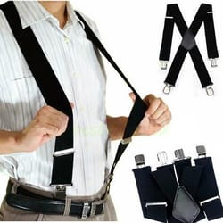 heavy duty men's suspenders – adjustable elastic x-back braces with strong clips
