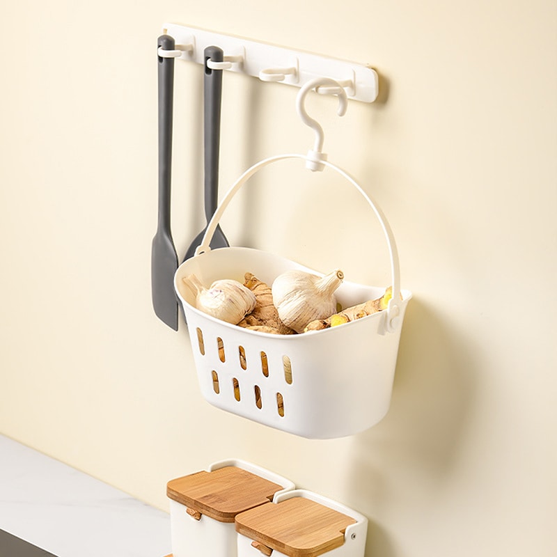 Hanging Bathroom Drain Basket With Rack Shower Sink Organizer For Kitchen Sundries 2