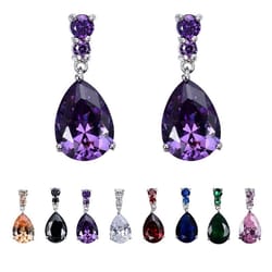 luxury purple crystal dangle earrings for women - elegant bohemian floral drop earrings