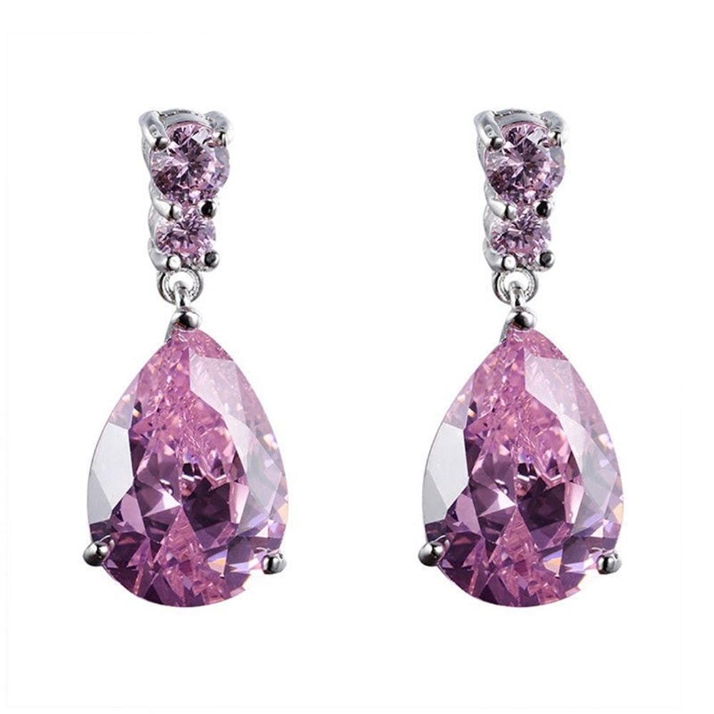 Luxury Purple Crystal Dangle Earrings For Women Elegant Bohemian Floral Drop Earrings 1