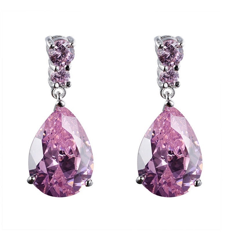 Luxury Purple Crystal Dangle Earrings For Women Elegant Bohemian Floral Drop Earrings 1