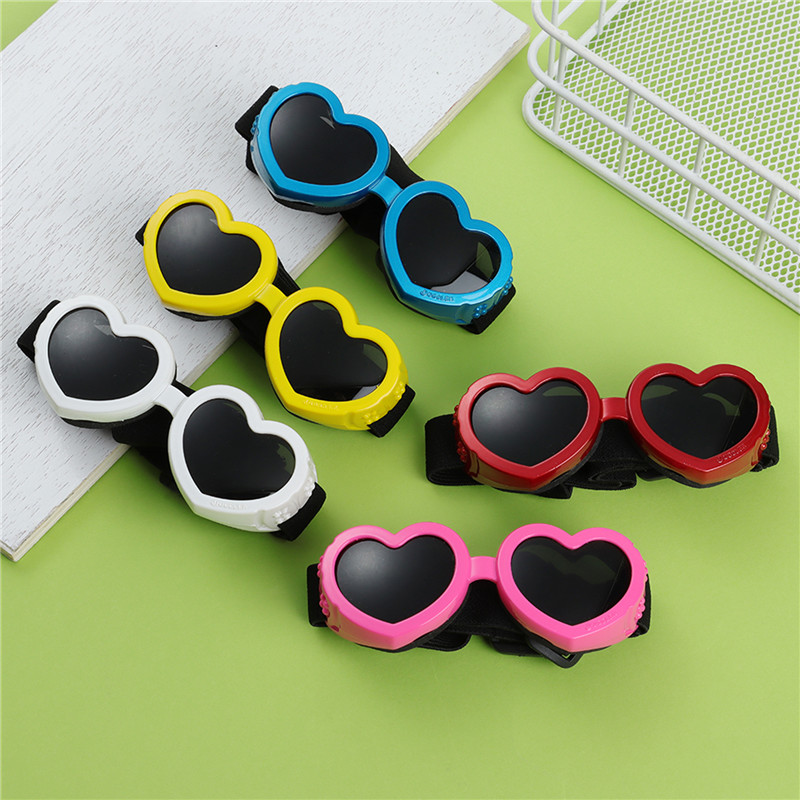 HeartShaped Dog Sunglasses With UV Protection And Adjustable Strap For Pets 0