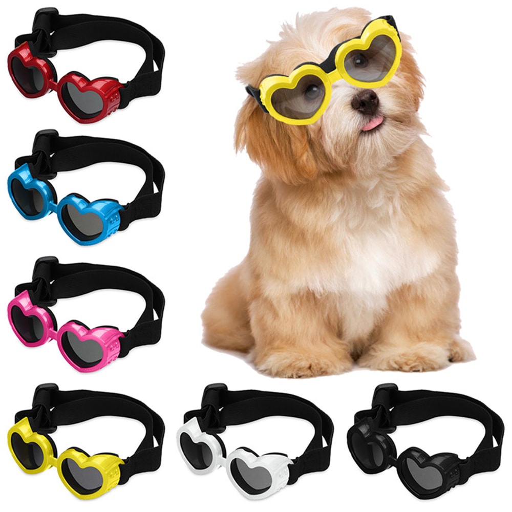 HeartShaped Dog Sunglasses With UV Protection And Adjustable Strap For Pets 1