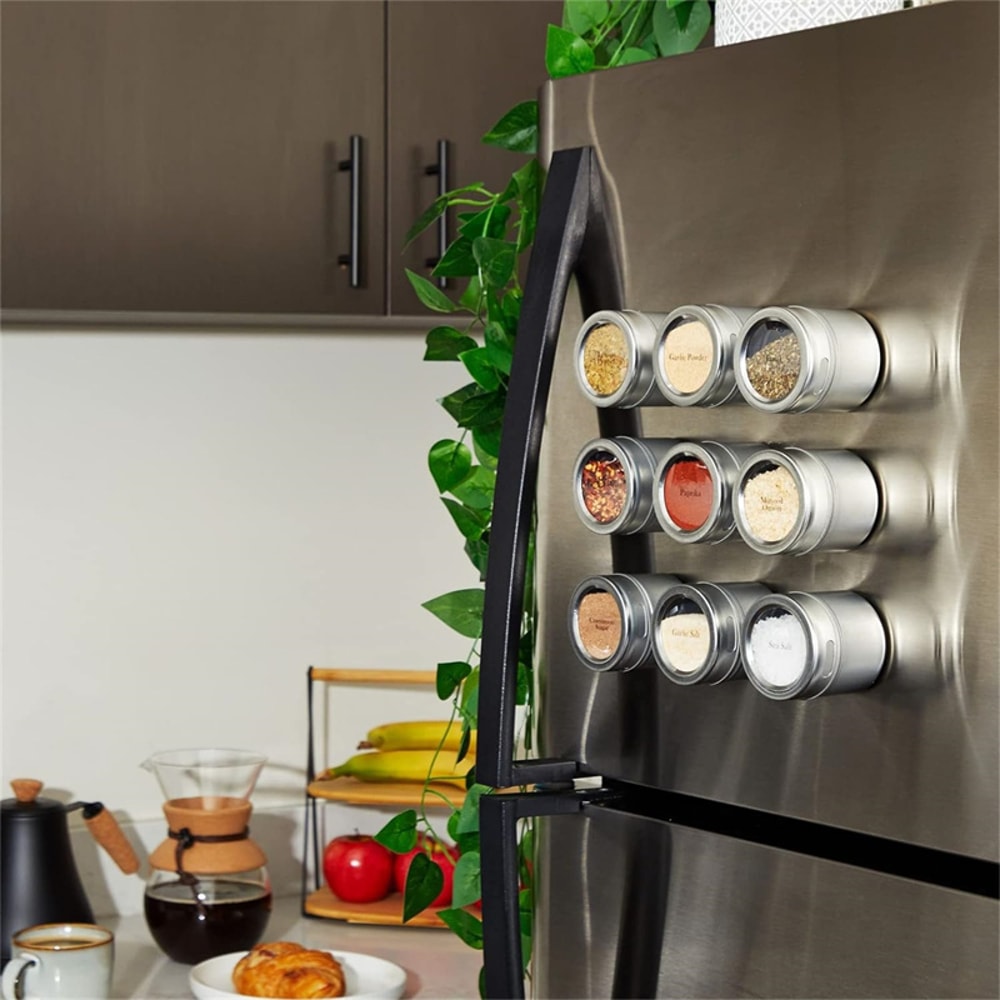 Magnetic Spice Jar Set Stainless Steel Spice Storage Containers With Labels For Easy Organization 1