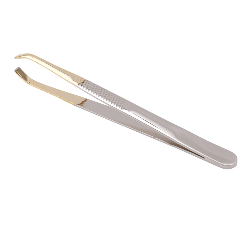 Stainless Steel Slant Tip Tweezers For Eyebrows And Eyelashes Professional Makeup Tool 0