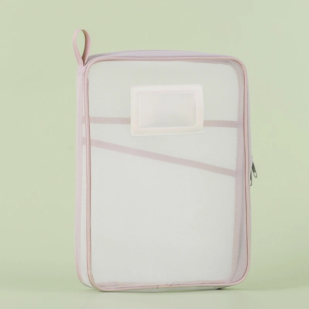 Large Capacity Mesh Zipper Organizer Bag Durable Storage For Office School Supplies 7