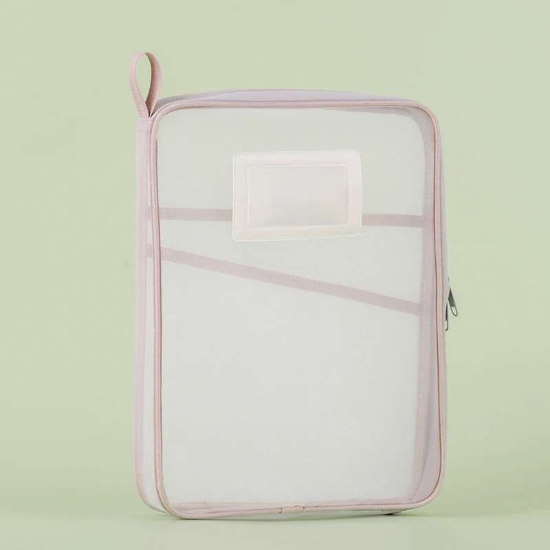 Large Capacity Mesh Zipper Organizer Bag Durable Storage For Office School Supplies 7