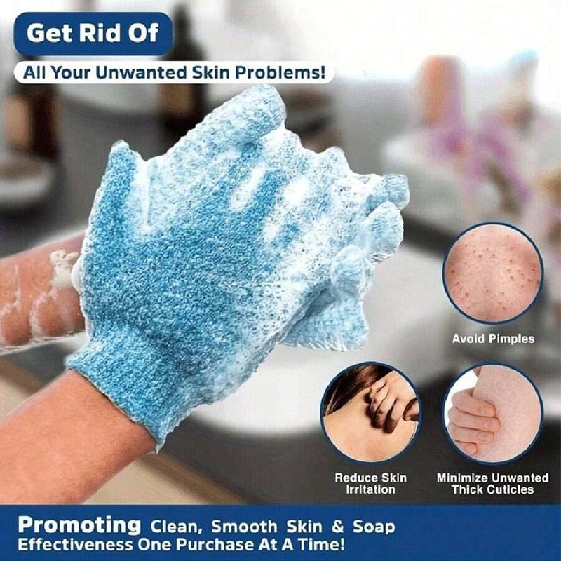 Reversible Exfoliating Shower Gloves DualSided Body Scrub Gloves For Cleansing Back Scrubbing 2