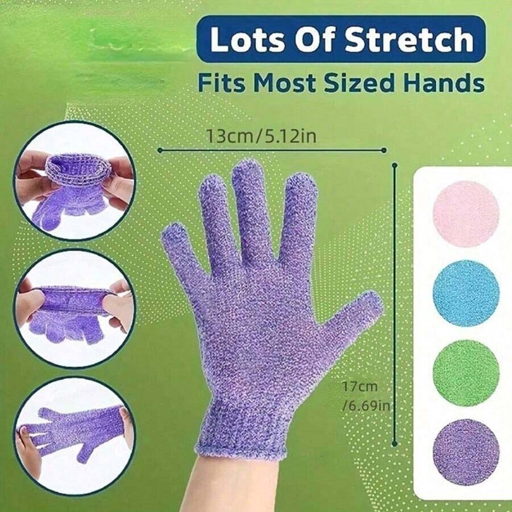 Reversible Exfoliating Shower Gloves DualSided Body Scrub Gloves For Cleansing Back Scrubbing 7