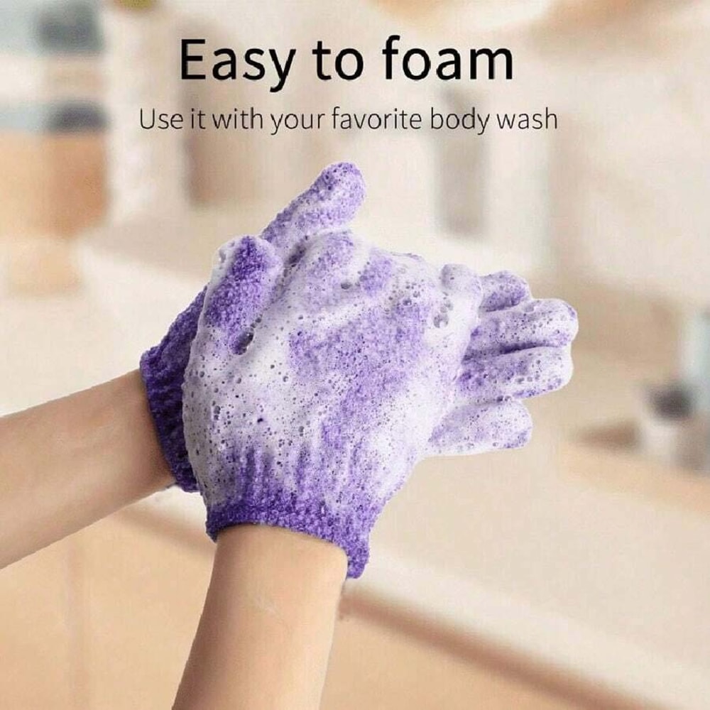 Reversible Exfoliating Shower Gloves DualSided Body Scrub Gloves For Cleansing Back Scrubbing 1