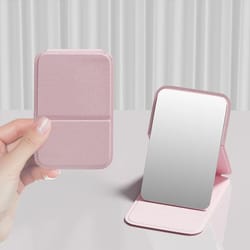 portable folding mini makeup mirror – adjustable handheld mirror for dorm & office use