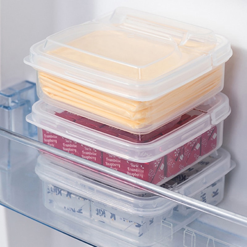 Plastic Refrigerator Cheese Storage Box Cheese Butter Block Container With Lid 4