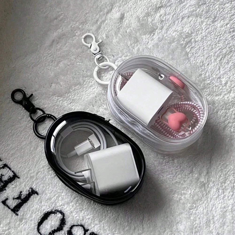 Portable Transparent Storage Bag With Zipper Multipurpose Headphone Charger Case For Travel With 0