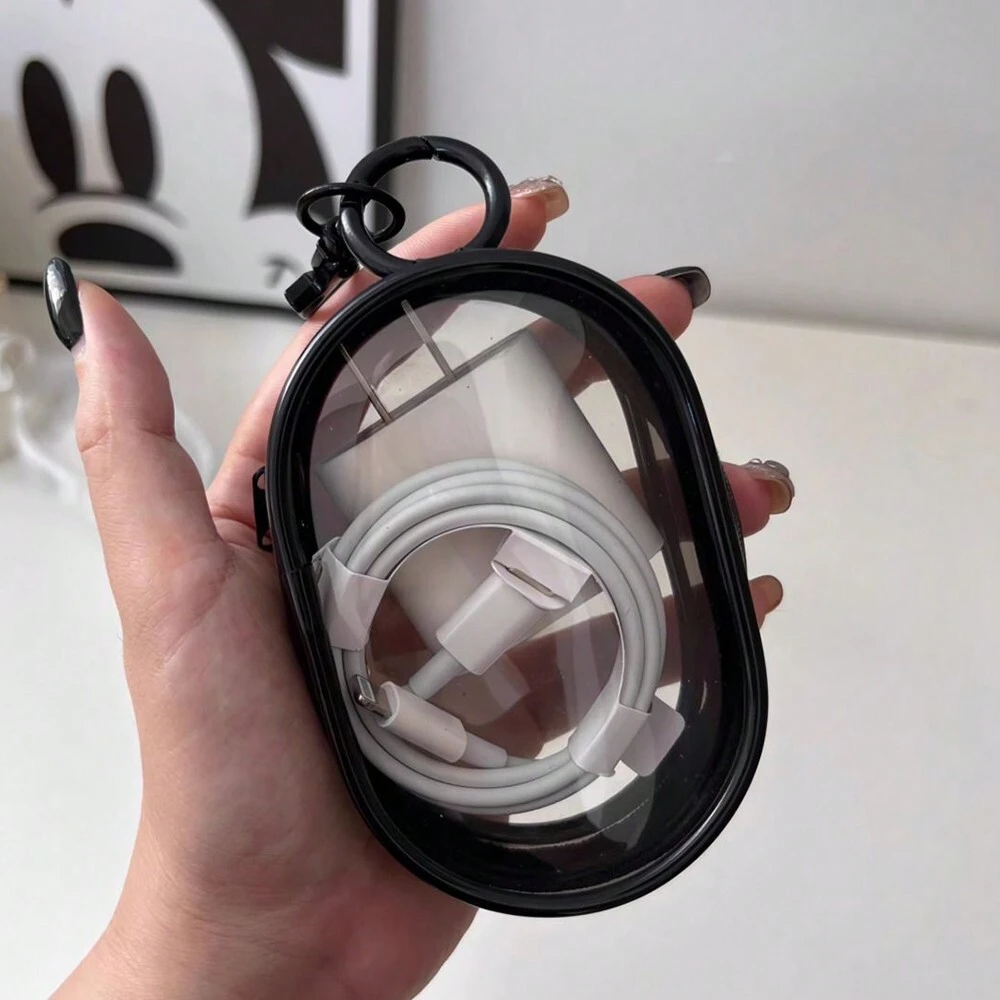 Portable Transparent Storage Bag With Zipper Multipurpose Headphone Charger Case For Travel With 3