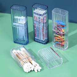 portable transparent storage box – practical case for toothpicks & cotton swabs for travel or business trips