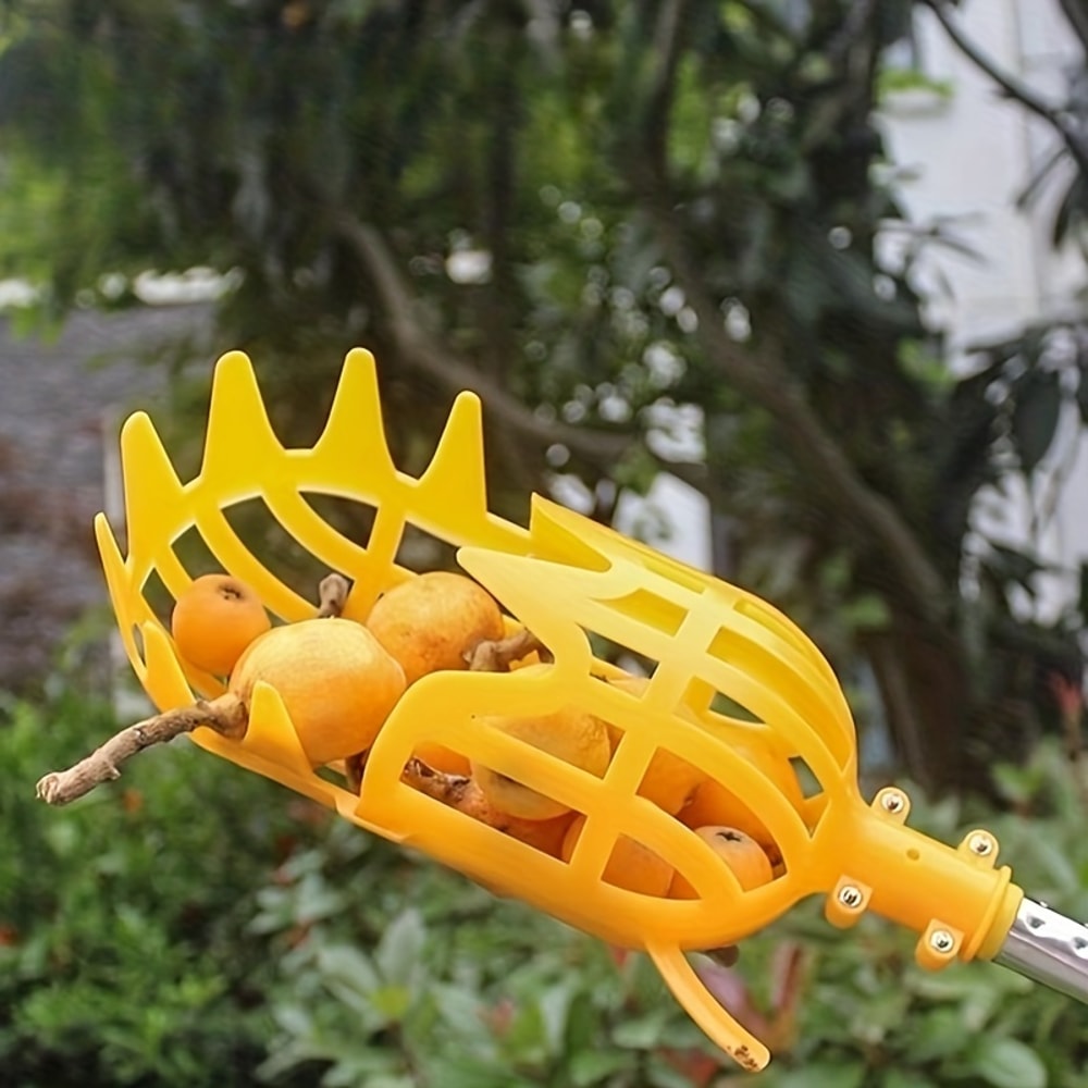 Yellow Polypropylene Fruit Picker Lightweight Reusable Ergonomic Tool For Garden Harvesting Orchar 1