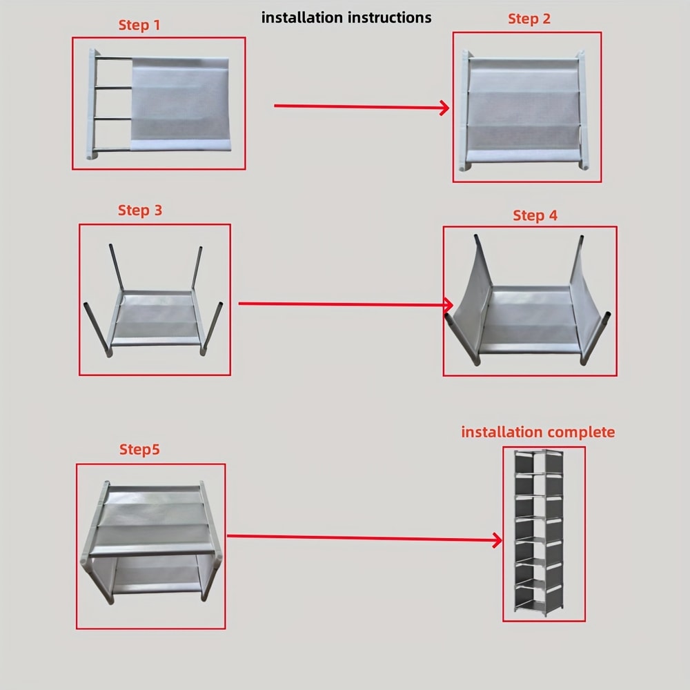 SpaceSaving Metal Frame Shoe Rack With MultiTier Fabric Shelves Easy Assembly For Sneakers Sandals 5