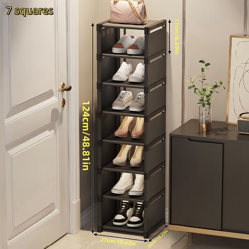 SpaceSaving Metal Frame Shoe Rack With MultiTier Fabric Shelves Easy Assembly For Sneakers Sandals 3